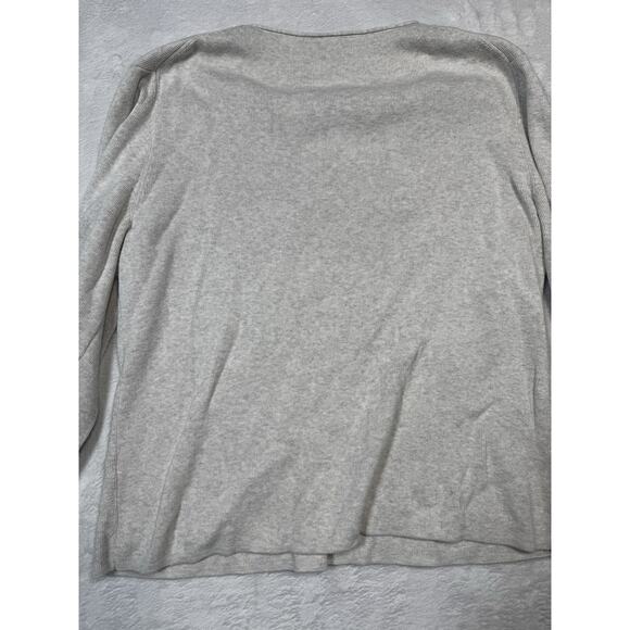 VTG J Jill Rib Knit V-Neck Sweater L Made In Hong Kong Minimalist Cream Pullover - Picture 8 of 10